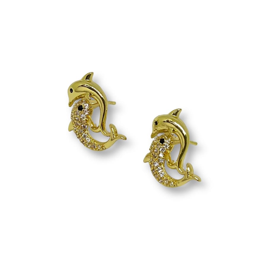 Dancing dolphins studs earrings in 18k of gold plated