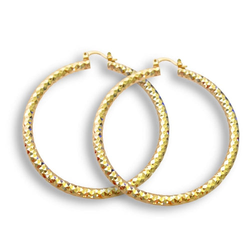 Diamond cut 14k of gold plated hoops earrings earrings