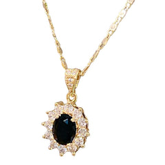 Diana crystals chain necklace in 18k of gold plated black