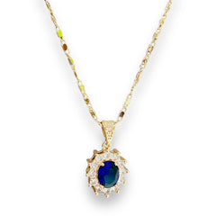 Diana crystals chain necklace in 18k of gold plated royal blue