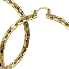 Disco mirror ball 65mm gold plated hoops earrings earrings