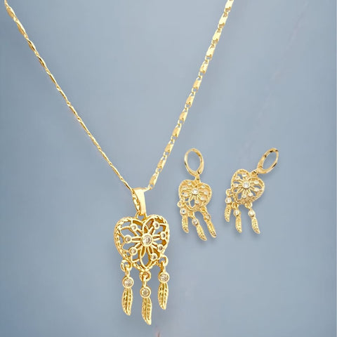 Cz black and pink clover petals and crystals white pendant necklace in 18k gold filled