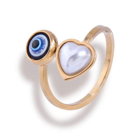 Stainless steel crystal heart ring
