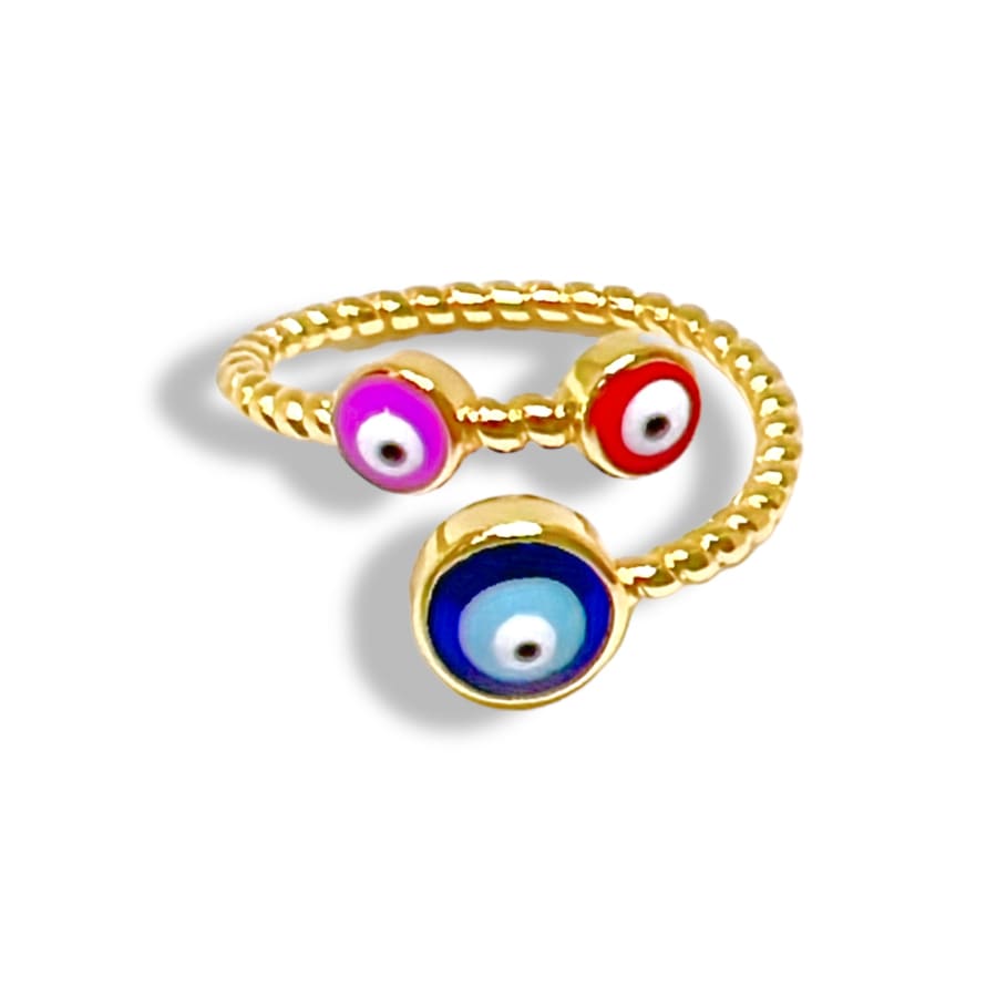 Evil eye ring open size in 18k of gold plated rings