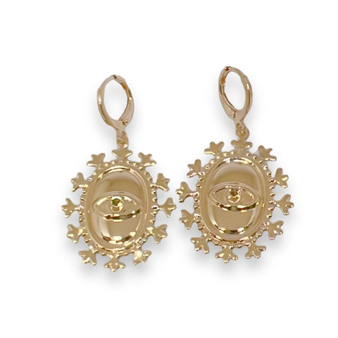Evil eye huggies earrings 18kts gold plated