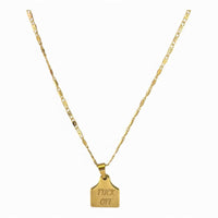 F. Off cow tag gold plated pendant - necklace.