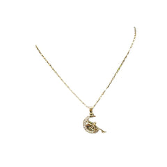 Fairy moon crystals chain necklace in 18k of gold plated