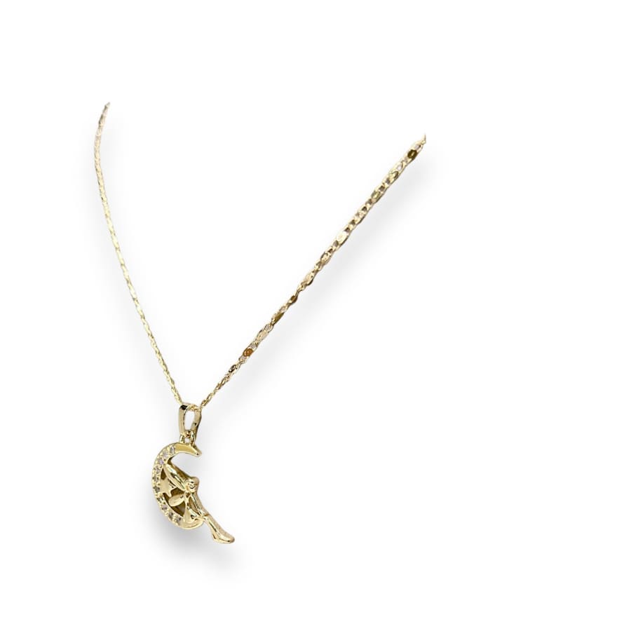 Fairy moon crystals chain necklace in 18k of gold plated