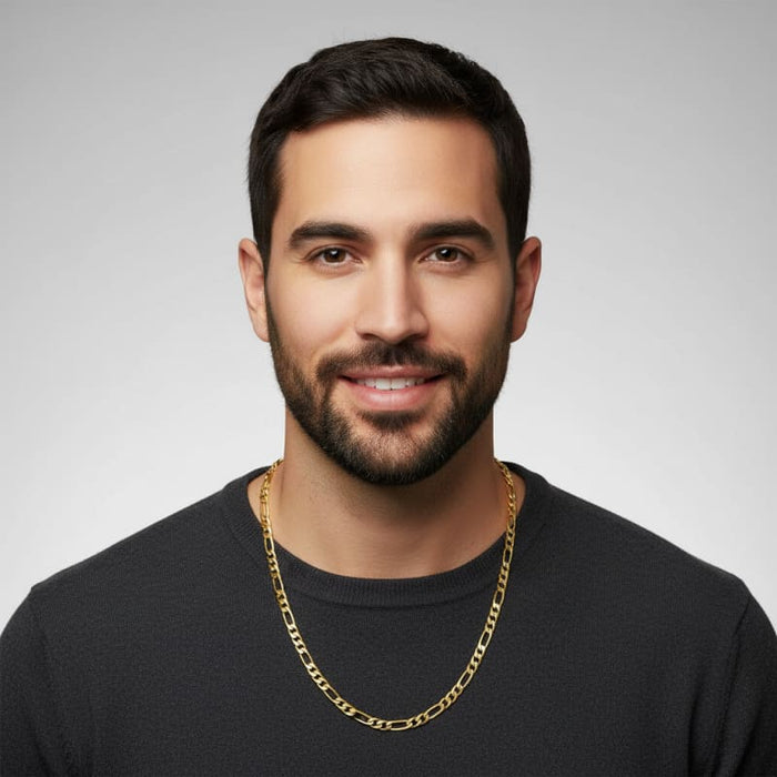 Figaro link diamond cut 6mm chain 18kts of gold plated chains