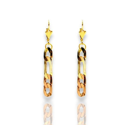 Figaro link three color chain earrings in 18k of gold plated earrings