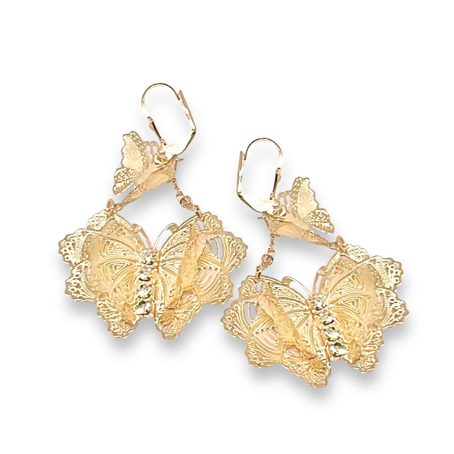 Filigree butterflies chandeliers dropped earrings in 18k of gold plated earrings