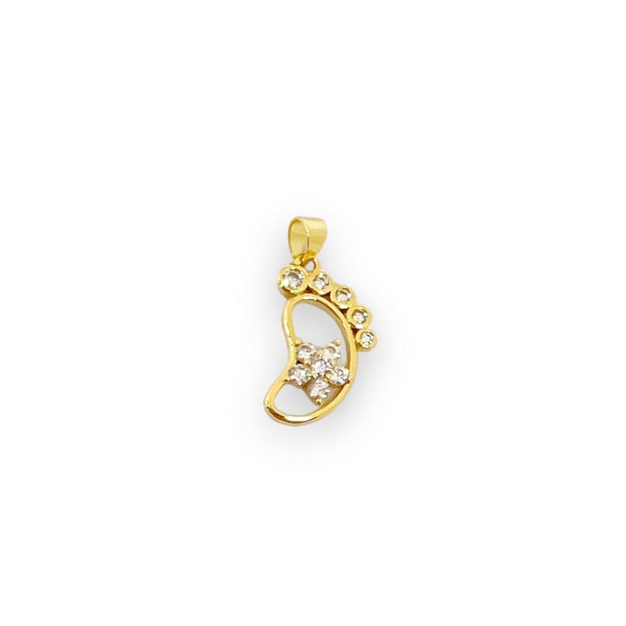 Foot with crystals pendant in 18k of gold layering charms & pendants