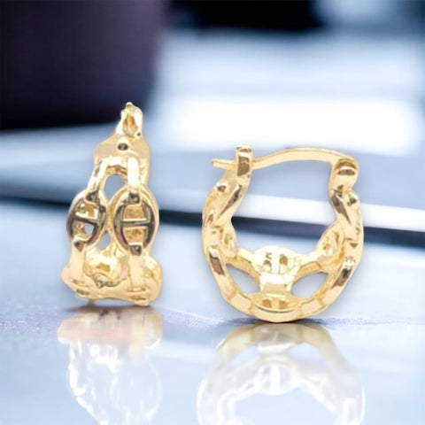 Diamond cut rope like three colors hoops earrings in 14k of gold plated