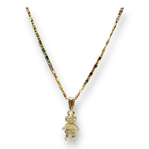 Tricolor heart with roses pendant in 18k of gold layering