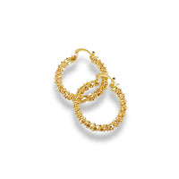 Gold petals beaded hoops in 18kts of gold plated earrings