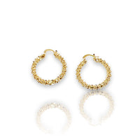 Gold petals beaded hoops in 18kts of gold plated earrings