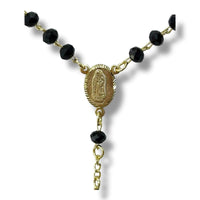 Guadalupe black 6mm beads gold-plated rosary chains