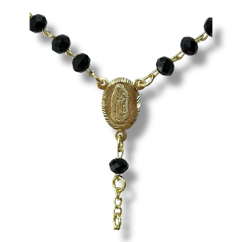 Guadalupe black 6mm beads gold-plated rosary chains