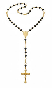 Guadalupe black 6mm beads gold-plated rosary chains
