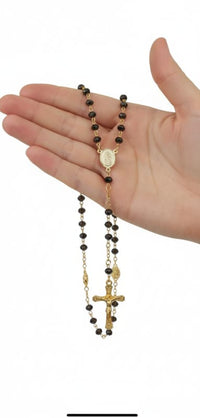 Guadalupe black 6mm beads gold-plated rosary chains