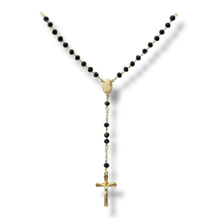 Guadalupe black 6mm beads gold-plated rosary chains