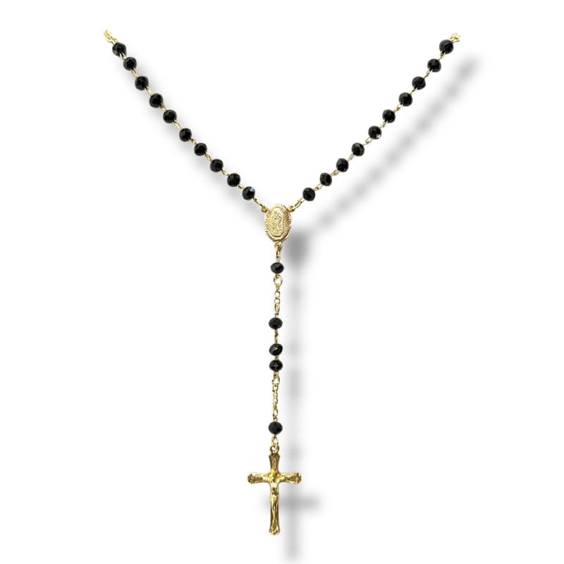 Guadalupe black 6mm beads gold-plated rosary chains