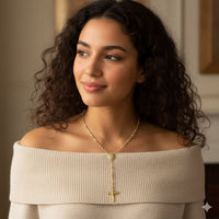 Guadalupe hearts frame cz three-color gold-plated rosary chains