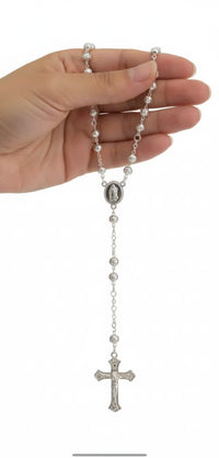Guadalupe rosary silver plated beads chains