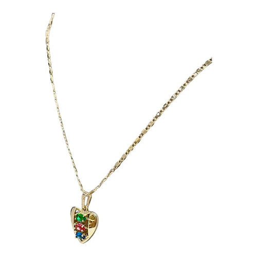 Heart in multicolor crystals chain necklace 18k of gold plated