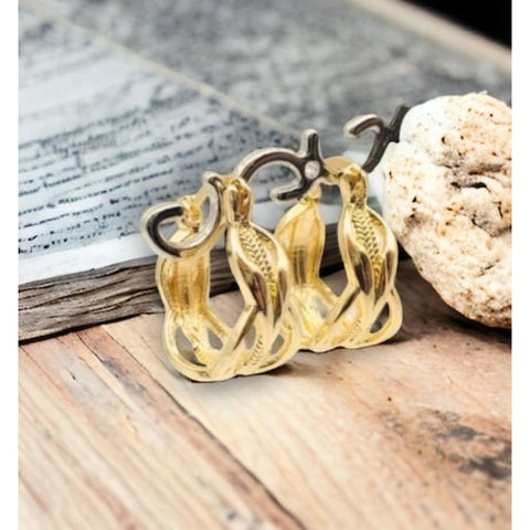 Elephants tricolor filigree hoops earrings in 18k of gold plated