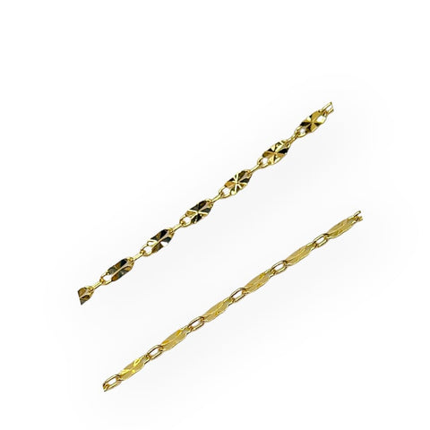Flat curb 1mm 18k gold plated chain