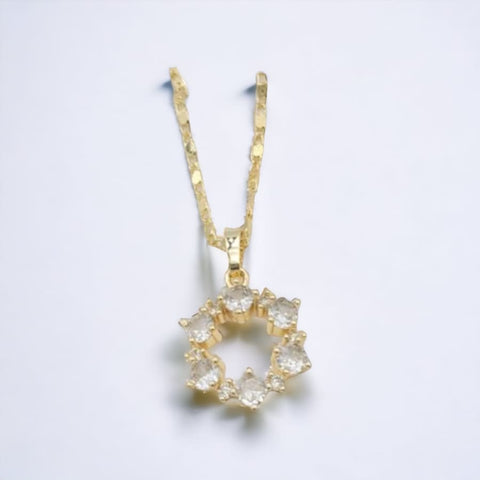 Cz black and pink clover petals and crystals white pendant necklace in 18k gold filled