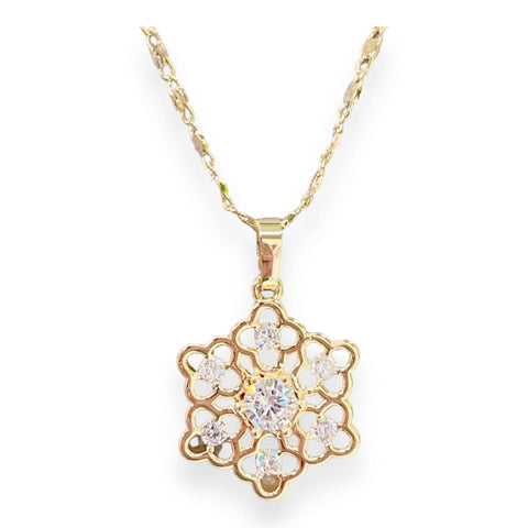 Four girls and a boy charm pendant necklace in of 14k of gold plated