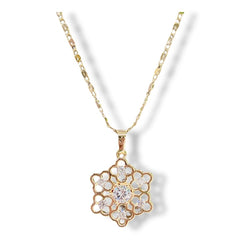 Lotus flower crystals pendant chain necklace in 18k of gold plated