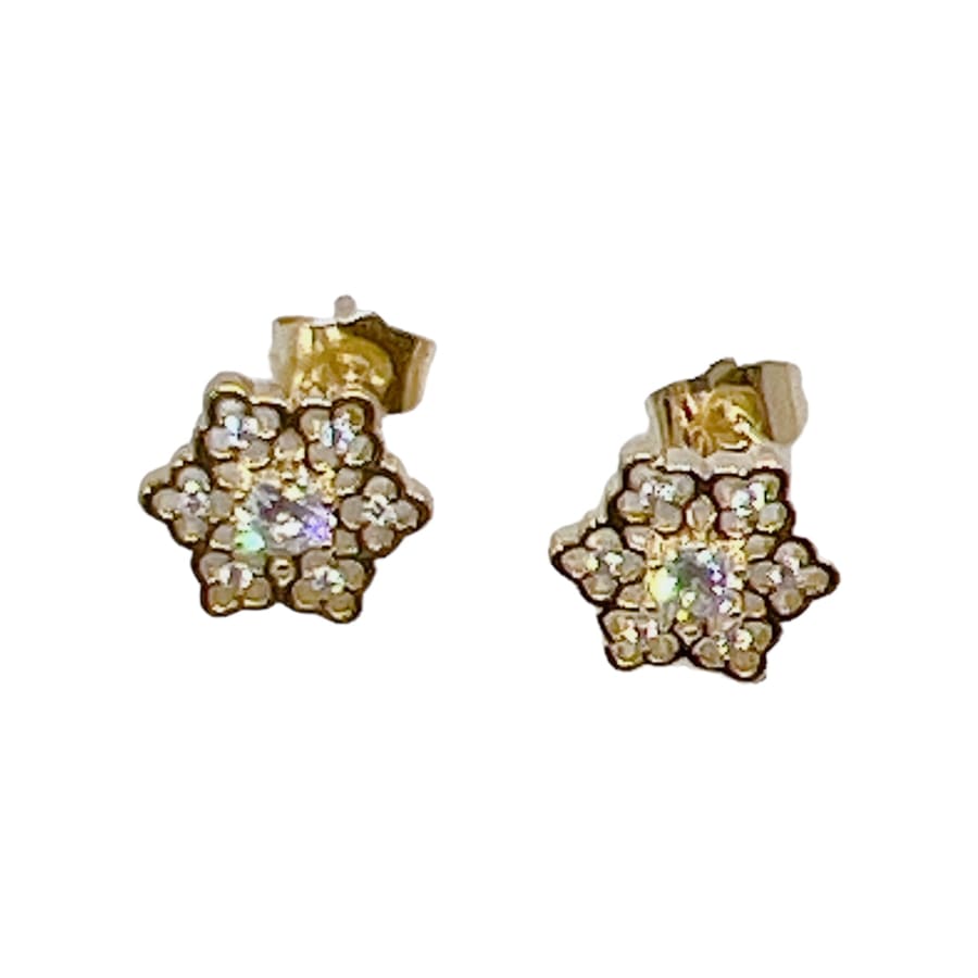 Lotus flower white stones studs earrings in 18k of gold plated earrings