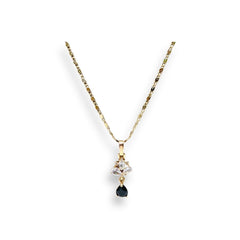 Marie back and white crystals chain necklace in 18k of gold plated