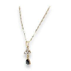 Marie back and white crystals chain necklace in 18k of gold plated