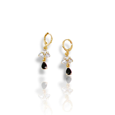 Cz circle with red evil eye drop earrings in 18k of gold plated
