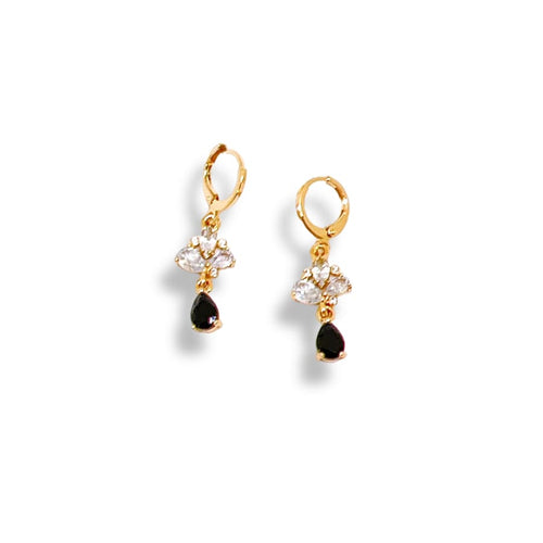 Marie black stones drop earrings in 18k of gold plated earrings