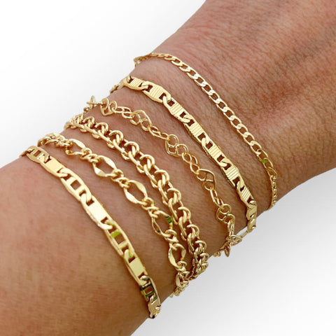 Gia s links diamond cut morocco tri - color 18k of gold plated bracelet