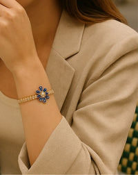 Mirah royal blue flower tenis gold-filled bracelet bracelets