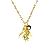 Mística hamsa hand evil eye horn necklace in 14k of gold layered chains