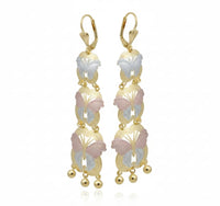 Monarca butterflies three colors 18k of gold plated earrings