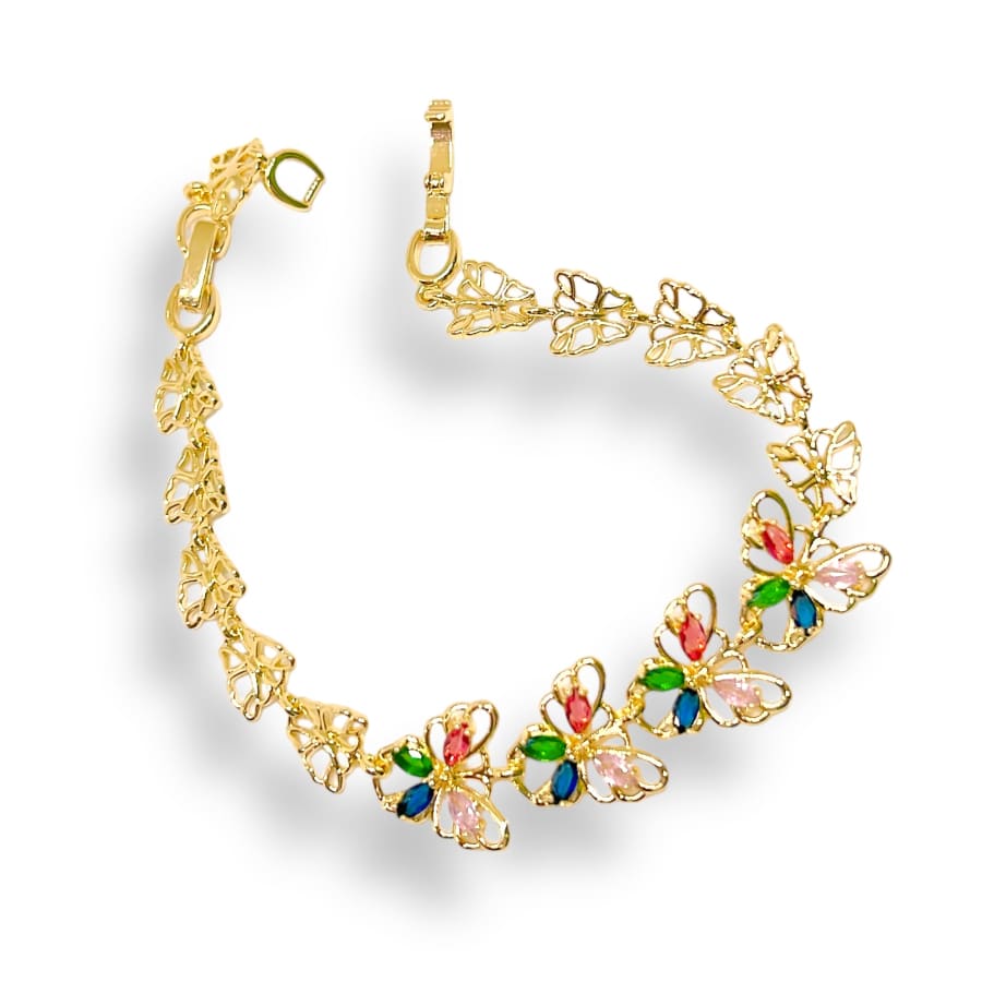 Multicolor butterflies stones bracelet in 18kts gold plated bracelets