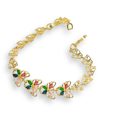 Gia s links diamond cut morocco tri - color 18k of gold plated bracelet