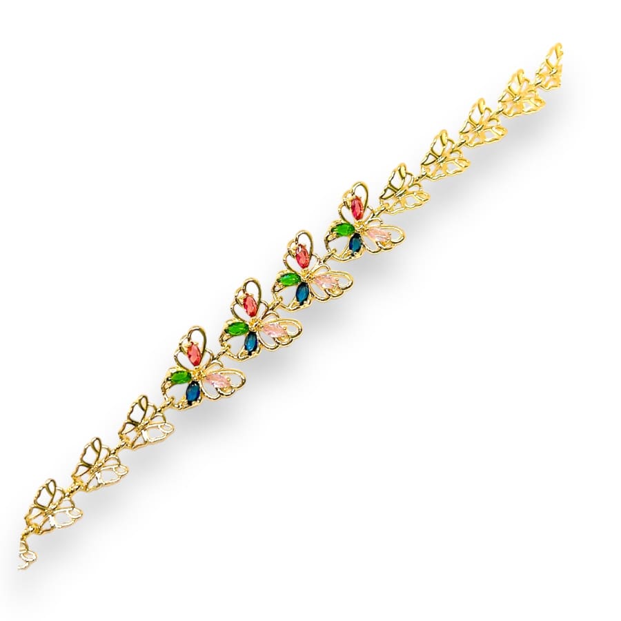 Multicolor butterflies stones bracelet in 18kts gold plated bracelets