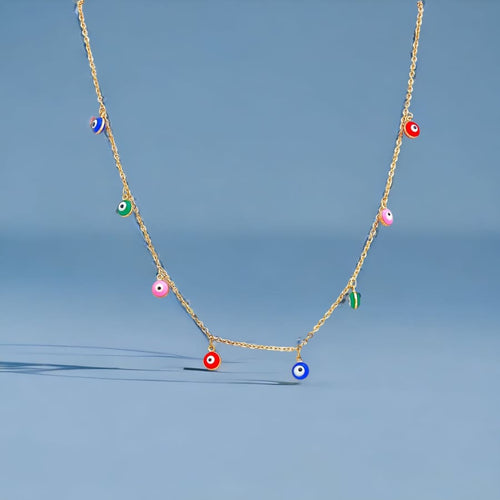 Multicolor evil eye charm - necklace 18kts goldfilled charms & pendants