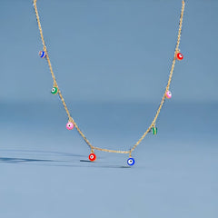 Multicolor evil eye charm - necklace 18kts goldfilled charms & pendants