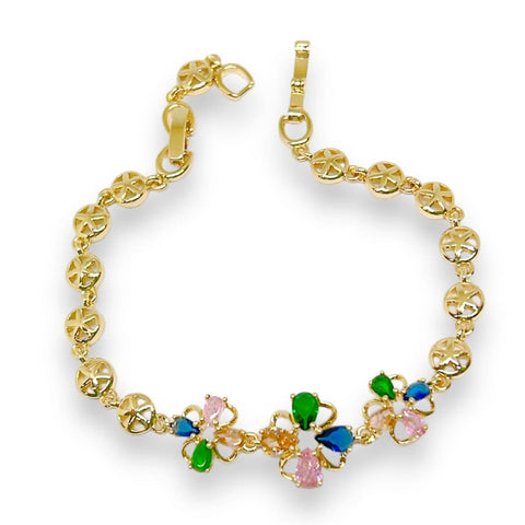 Multicolor oval shape evil eye 18kts of gold plated bracelet