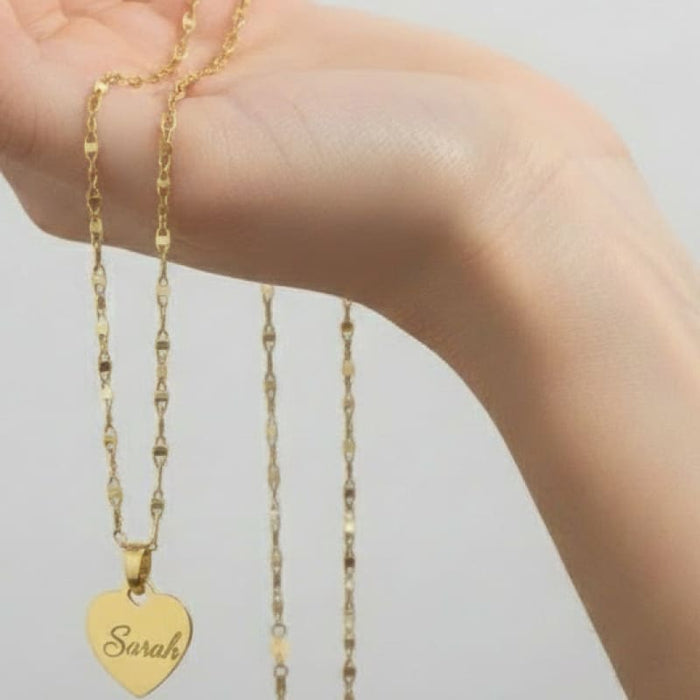 Personalized heart pendant gold filled anchor necklace 20’’ chains